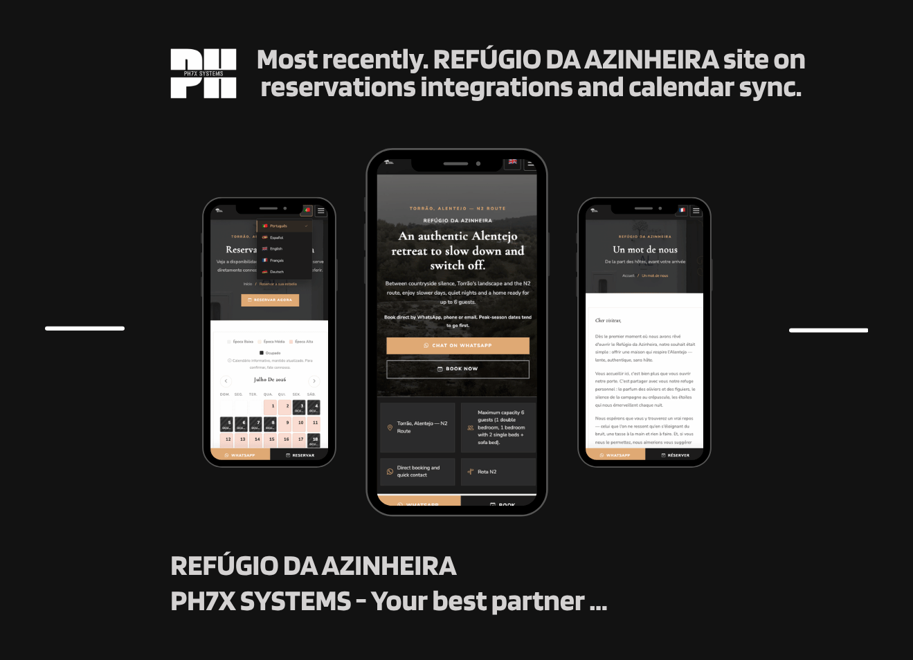 Refúgio da Azinheira — multilingual booking site by pH7x Systems